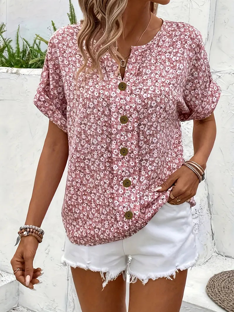 Wolena™ Wildflower Notch Blouse