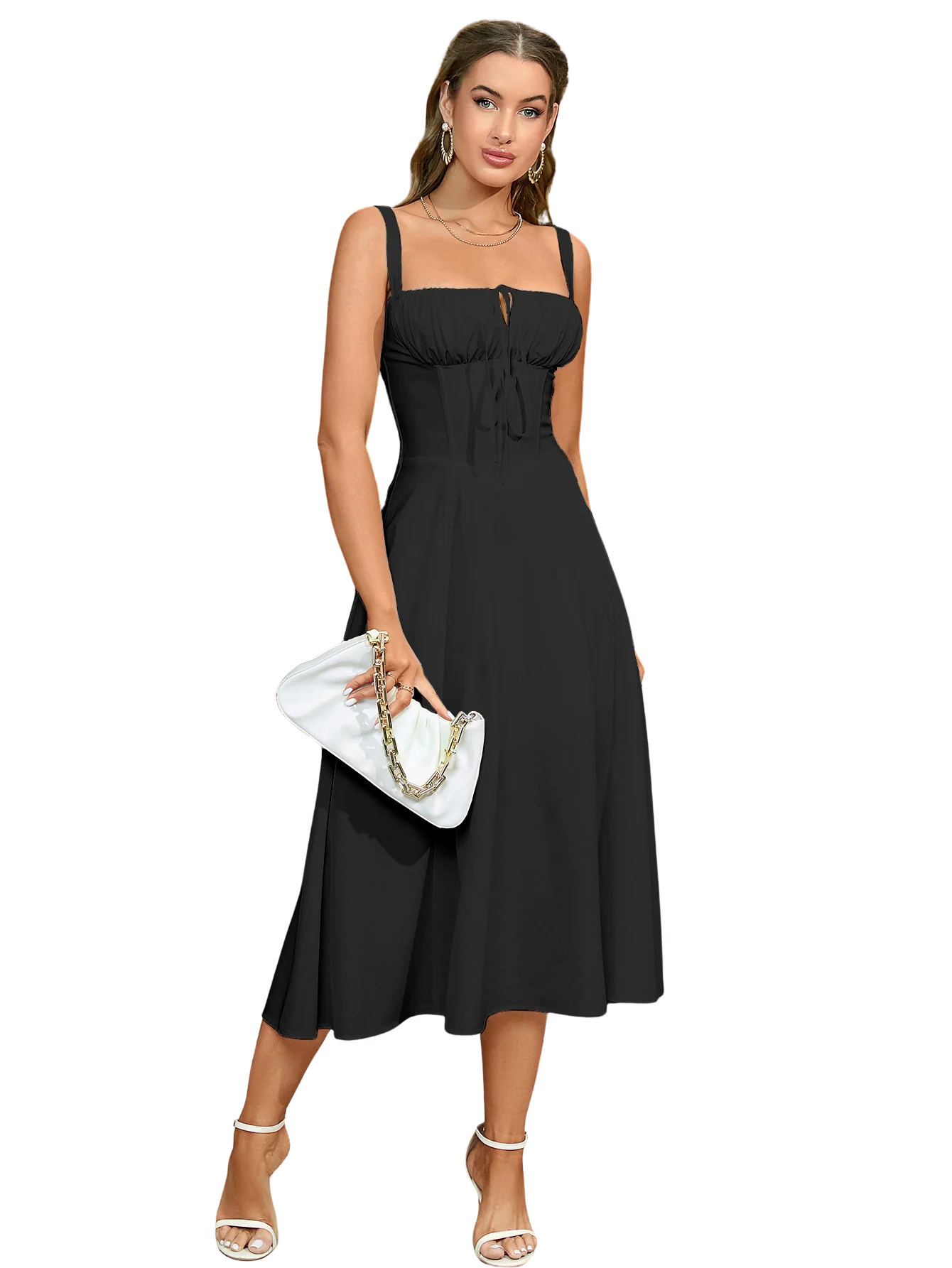 Amelia™ Ruched Bust Split Thigh Midi Dress