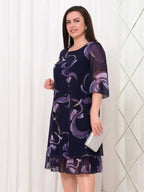 Evelyn™ Midnight Swirl Chiffon Midi Dress