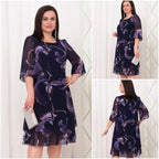 Evelyn™ Midnight Swirl Chiffon Midi Dress