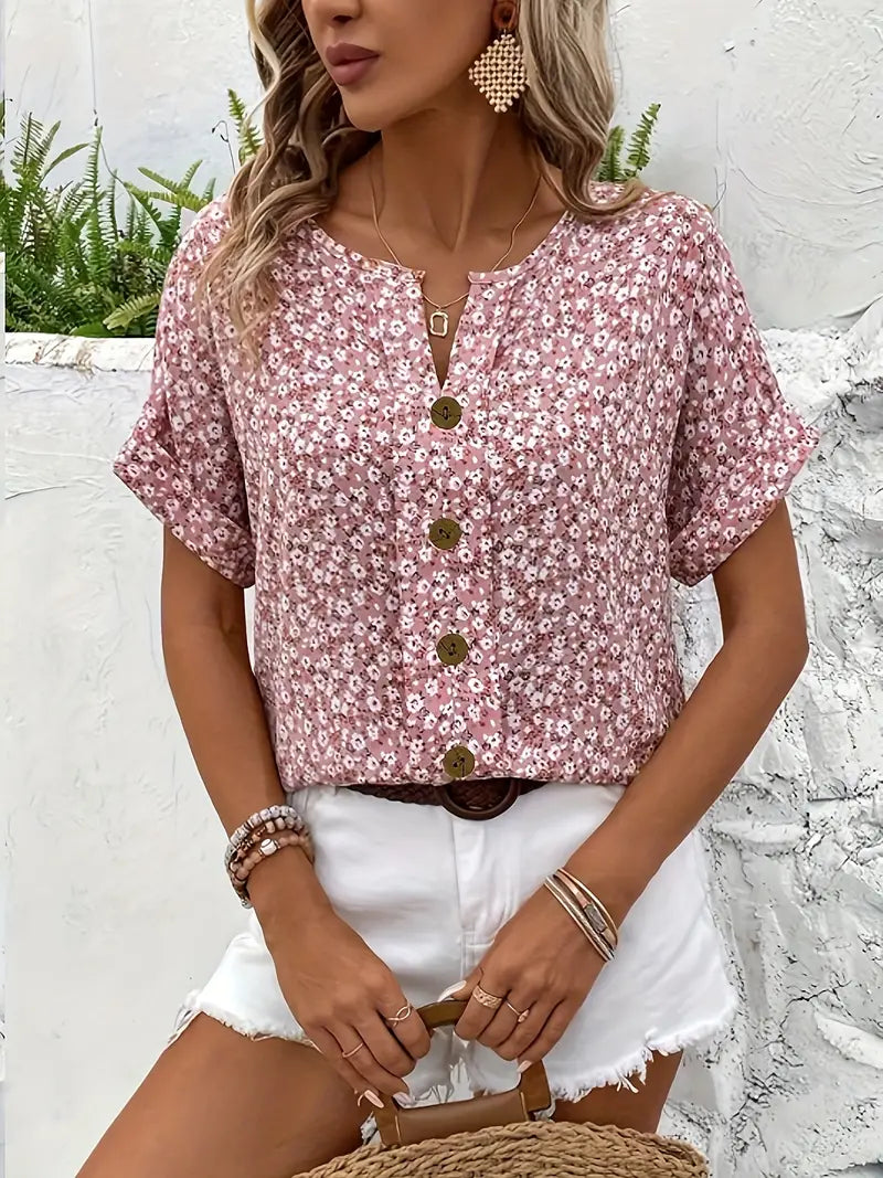 Wolena™ Wildflower Notch Blouse
