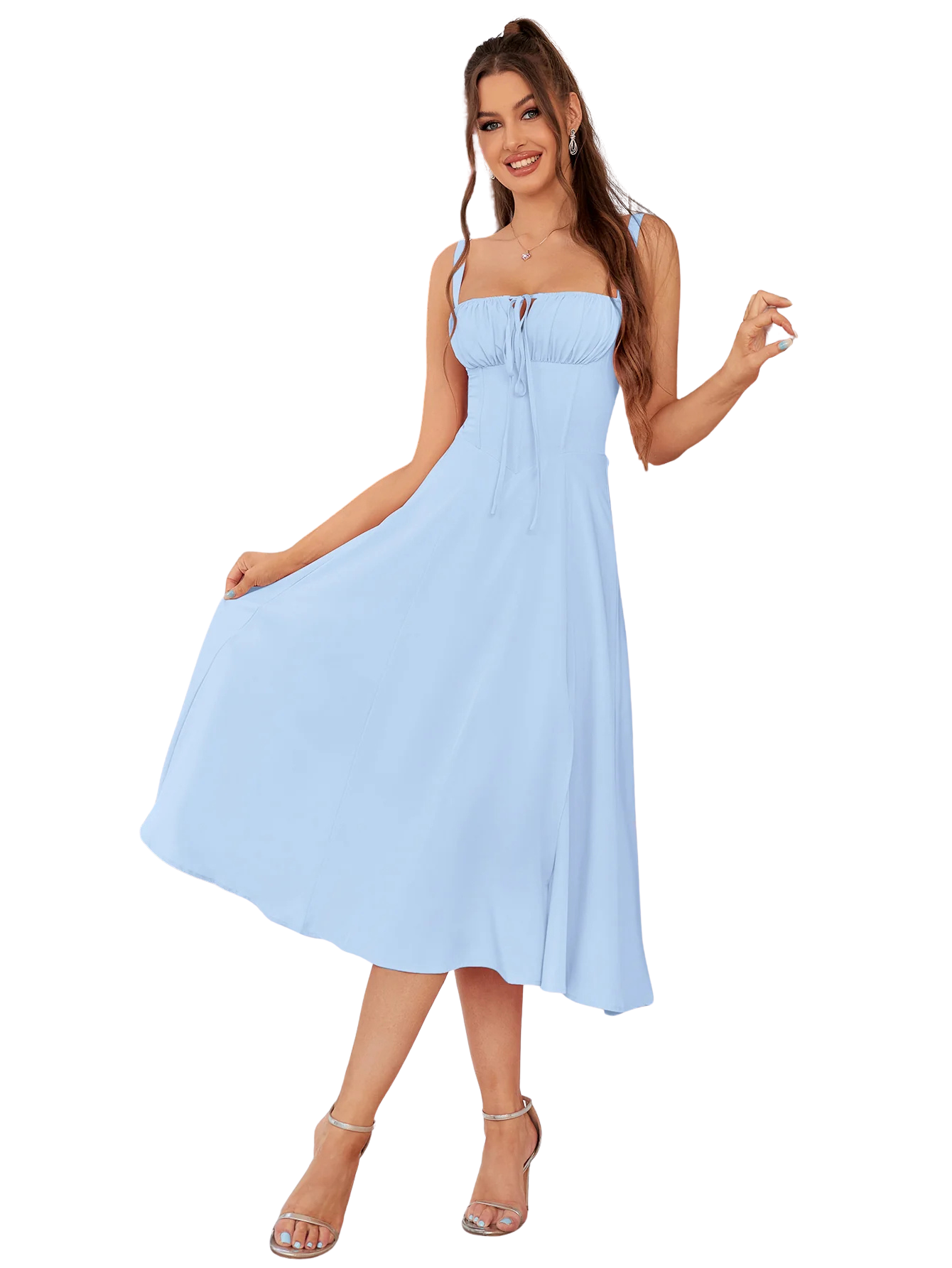 Amelia™ Ruched Bust Split Thigh Midi Dress