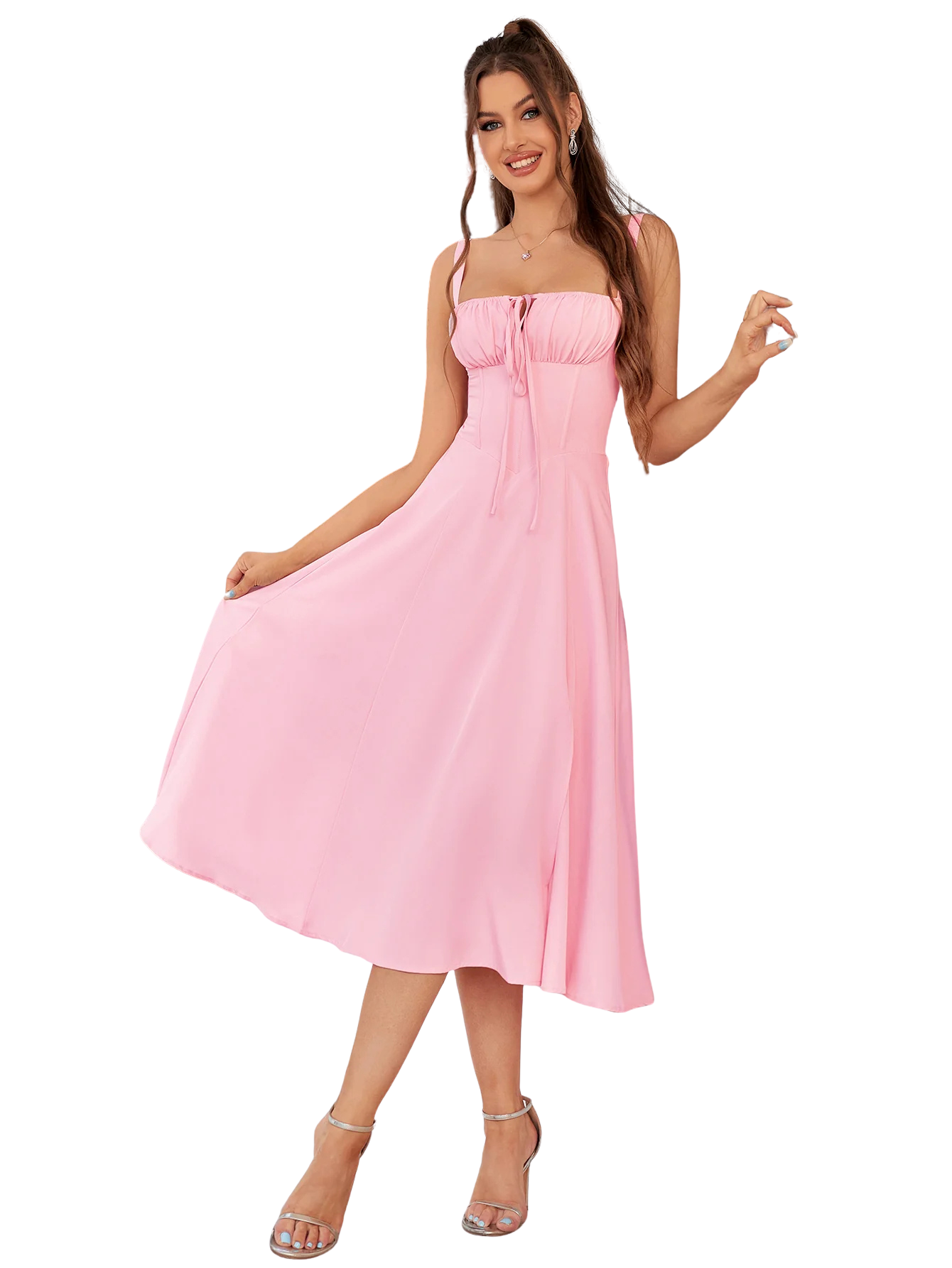Amelia™ Ruched Bust Split Thigh Midi Dress