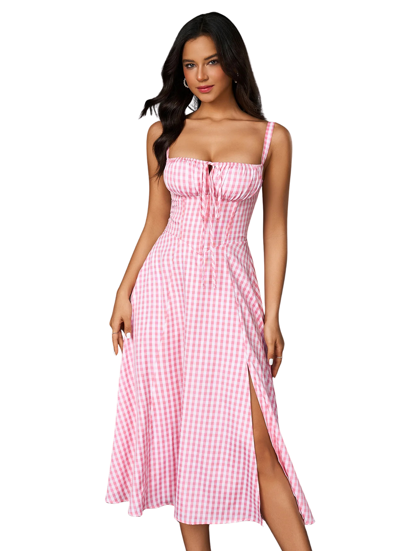 Amelia™ Ruched Bust Split Thigh Midi Dress