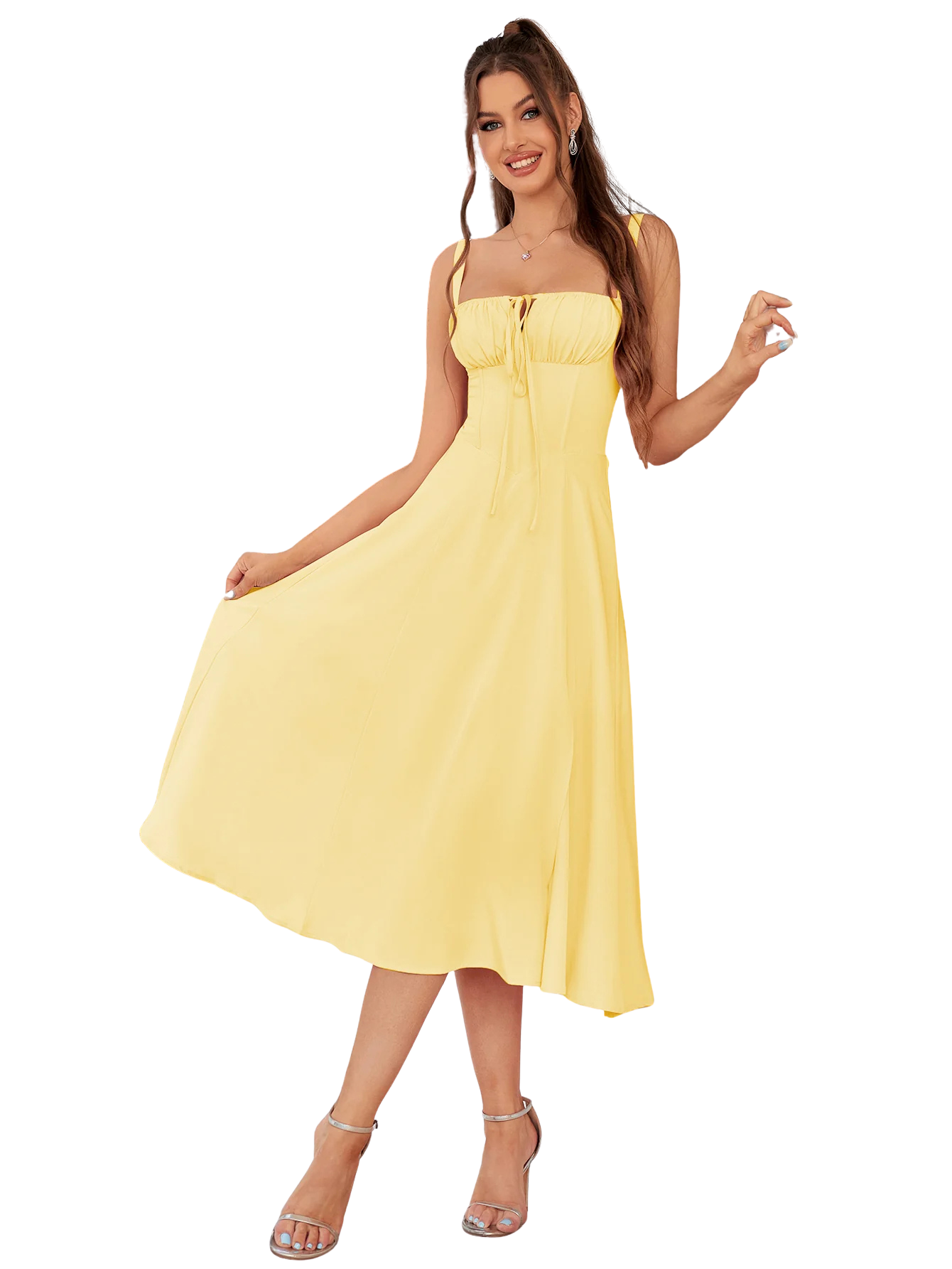 Amelia™ Ruched Bust Split Thigh Midi Dress