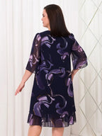 Evelyn™ Midnight Swirl Chiffon Midi Dress