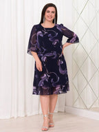 Evelyn™ Midnight Swirl Chiffon Midi Dress